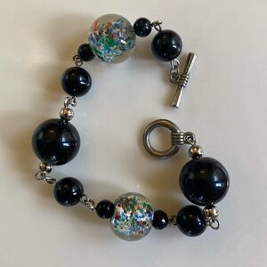 Black & Colorful Glass Bracelet